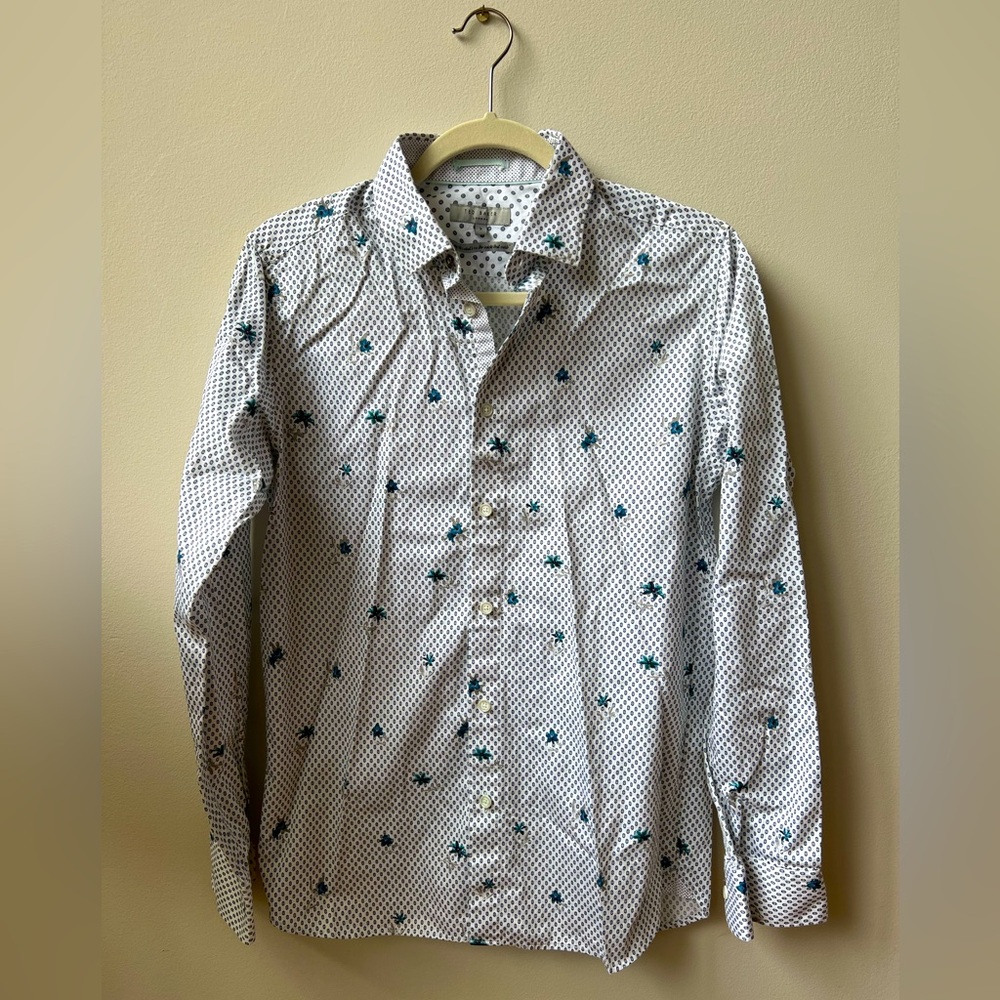 Ted Baker White and Teal Patterned Shirt